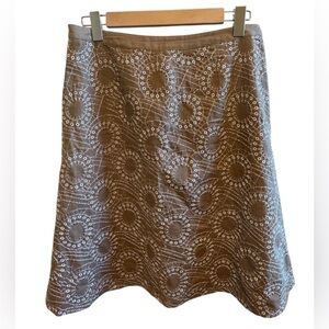 Edward Brown with Tan Embroidery Lined Midi Skirt Sz 10